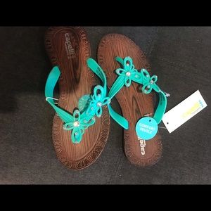 Capellini fashion  butterfly rhinestone flip flops